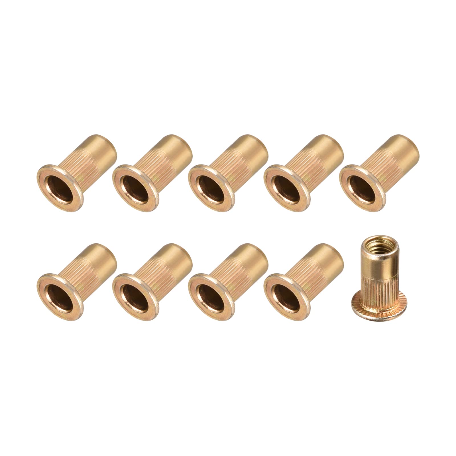 METALLIXITY Rivet Nuts (M5) 20Pcs, Carbon Steel Zinc Plated Threaded Insert Nuts - for Furniture Mechanical Fasteners, Gold Tone