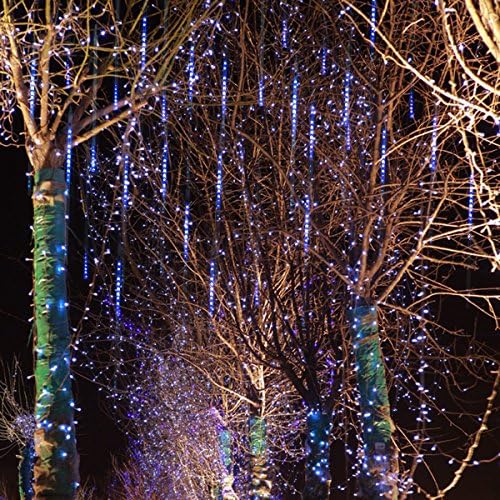Christmas Lights Meteor Shower, LED Cascading Icicle Lights Dripping Raindrop Snow Falling 50cm 8 Tubes 240LED Waterproof String Drop Rain Lights Shooting Star Lights for Wedding Xmas Home Decor