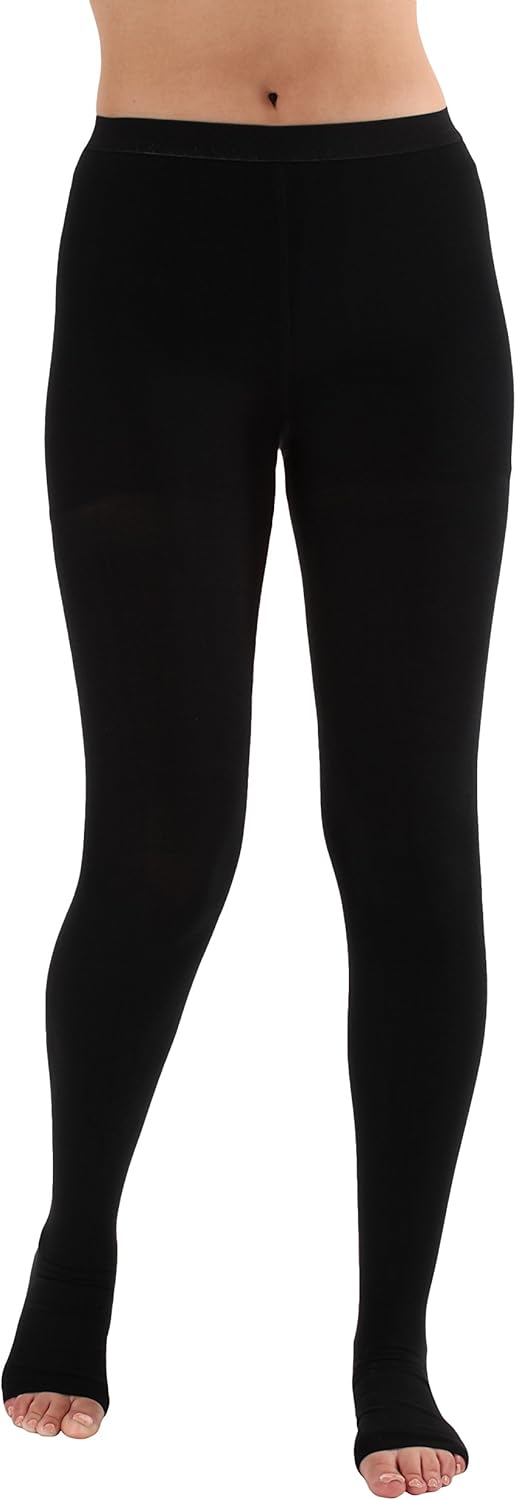 Open Toe Opaque Compression Stockings Pantyhose - Absolute Support Firm Medical Graduated Support Hose, 20-30mmHg Compression Pantyhose for Women SKU A214BL2 – Black Size Medium: Clothing