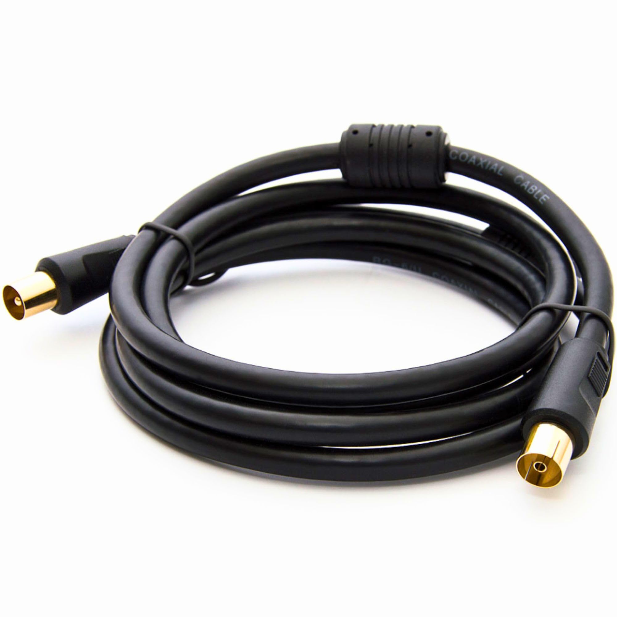Premium X BASIC-LINE TV Antenna Cable IEC Connection Cable Coaxial Cable with Sheath Current Filter HDTV 4K Black