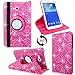 Cellularvilla Case for Samsung Galaxy Tab 3 Lite 7" Inch T110 / T111 Pink Glitter Pu Leather 360 Degree rotating Flip Folio Swivel Stand Smart Case Cover