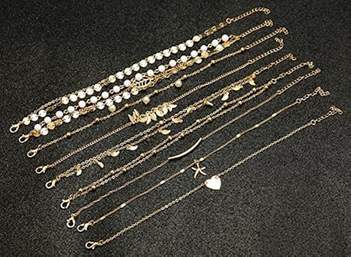 Finrezio 9Pcs Anklets for Women Girls Ankle Chains Bracelets