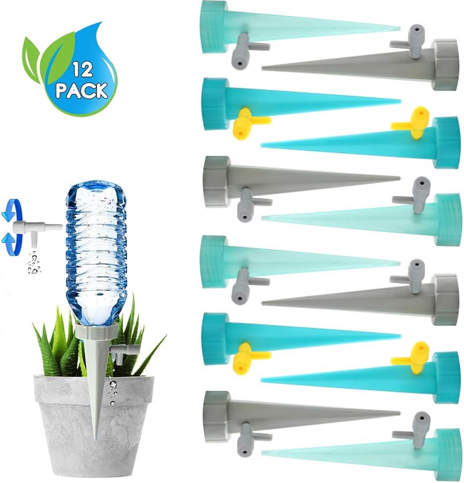 Plant Watering, Self Watering Spikes Devices，Self Drip Irrigation Spikes System with Slow Release Control Valve, Automatic Irrigation Equipment for Outdoor Indoor 12 Pack/Set : Garden & Outdoor