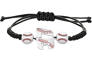 XOYOYZU Baseball Number Bracelets for Men Athletes Jersey Number Bracelet Handmade Braided Adjustable Bracelets Personalized Baseball Gifts for Men