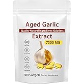Aged Garlic Extract - 7500mg Odorless, Organic Garlic Extract Capsules | Heart & Immune Antioxidant Supplements, Vegetarian, All-Natural, Non-GMO, 300 Softgels