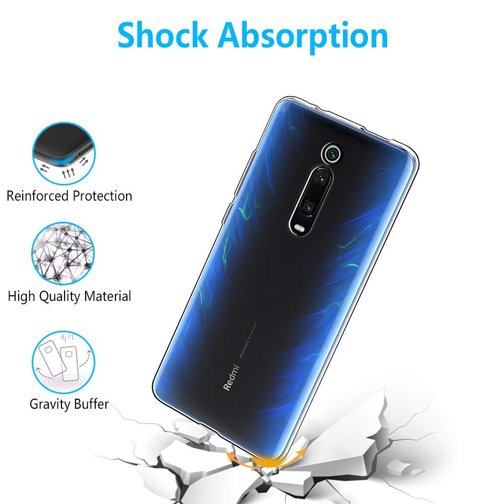 AILRINNI Cover per Xiaomi Mi 9T + Pellicola Protettiva in Vetro Temperato, Custodia Xiaomi 9T Trasparente Morbida Silicone, Pellicola Protezione Schermo in Vetro Temperato per Xiaomi Mi 9T/Mi 9T Pro