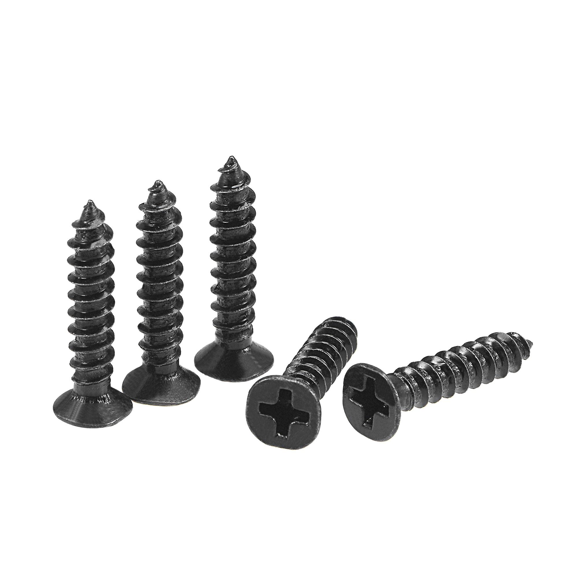 sourcing map M4 x 20mm Wood Screws Phillips Flat Head Carbon Steel Self Tapping Screws Black 200pcs