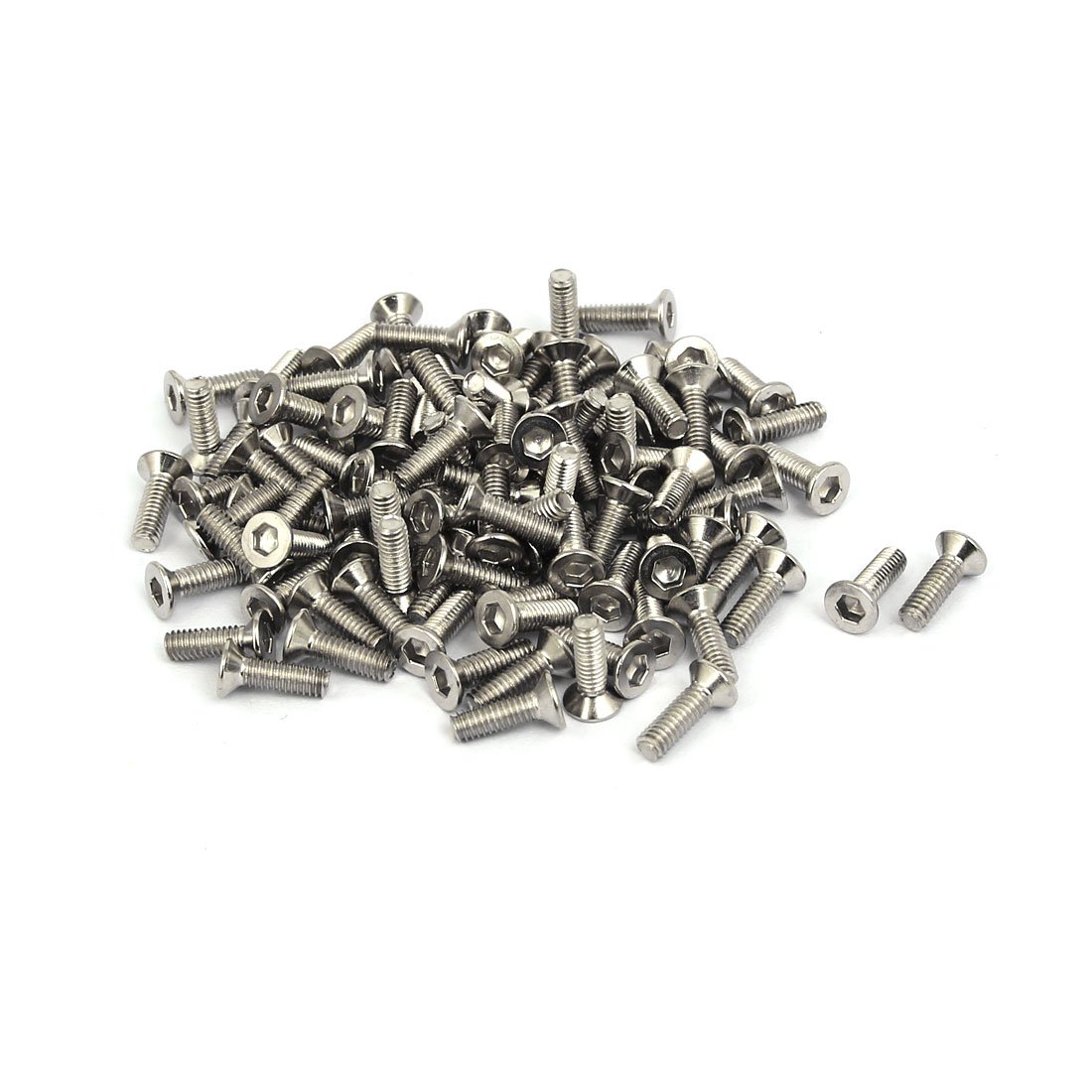 Sourcingmap M2.5x8mm Grade 10.9 Countersunk Flat Head Hex Socket Cap Screw Silver Tone 100pcs