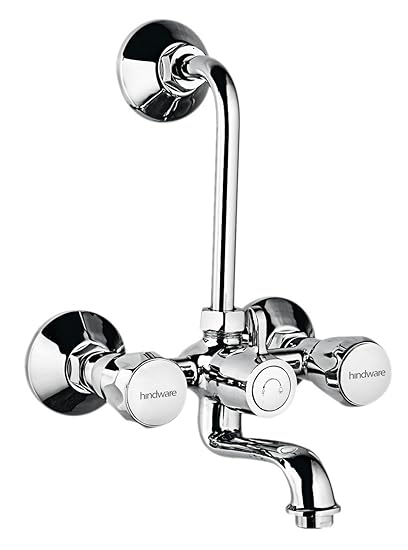 Hindware F200020CP Wall Mixer with Provision for Overhead Shower with 115mm Long Bend Pipe (Classik) with Chrome Finish