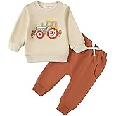 BULINGNA Toddler Baby Boy Fall Clothes Tractor Long Sleeve Pullover Sweatshirt Tops Joggers Pants Set Fall Winter Outfits