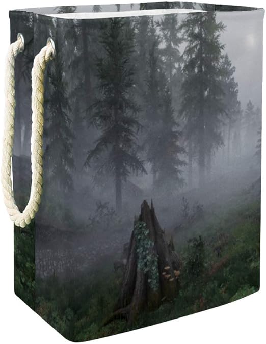 Amazon Com Djrow Large Laundry Basket Misty Forest At Skyrim Nexus Collapsible Storage Basket With Handles Hampers For Toys Clothing Organization Home Kitchen