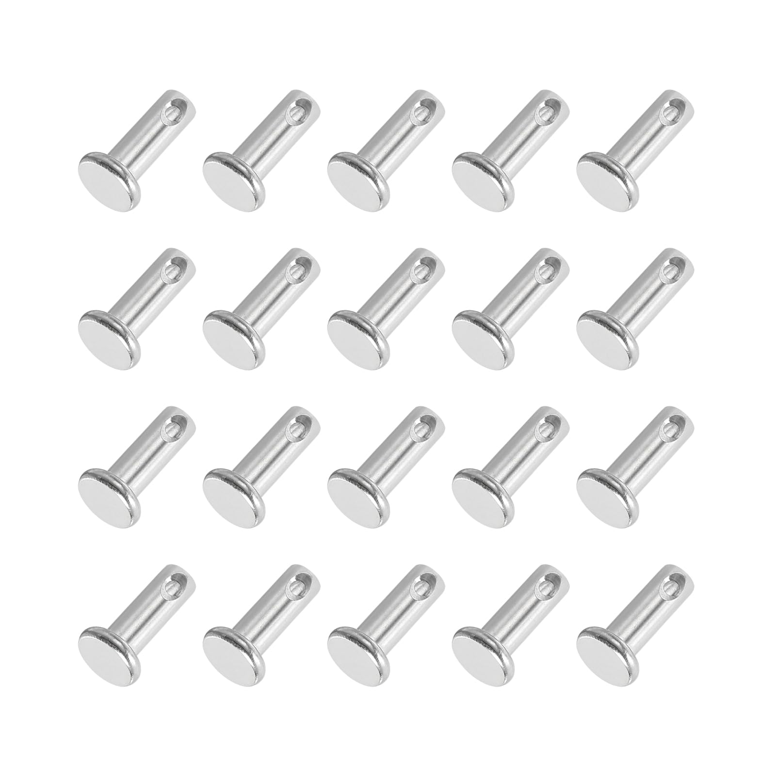 PATIKIL 5 x 12 Mm Single Hole Clevis Pins, 20 Pcs 304 Stainless Steel Flat Head Pin for Hitch Pin Lock Link Hinge Systems, Silver