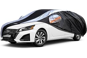 ALTOCOVER Altima Car Cover Waterproof All Weather with Silver Strip Design, Custom Fit for Altima 2005–2025, Altima Accessory with Door Zipper & Windproof Straps