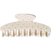 Emma Lily Cream Acetate Comb-shape Hair Claw Clip with Pearl Beads - Secure Grip for Thin & Medium Hair, Ideal for Dinner Party Occasions, Gifts for Women