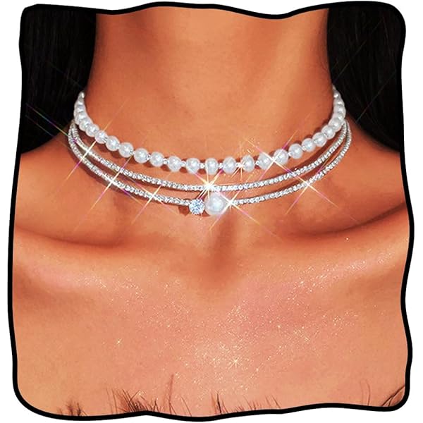 Gold Rhinestone Choker Necklace - Layered Choker Necklace