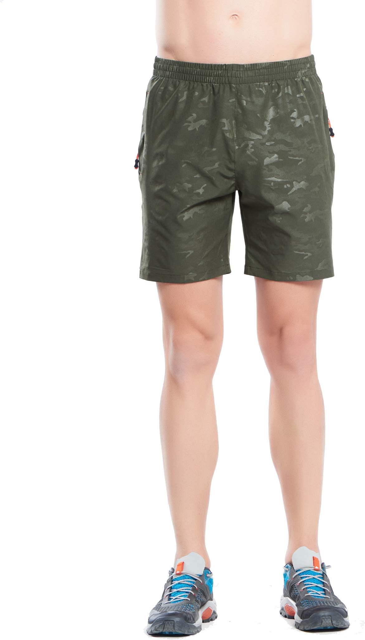 Bmuy Men’s Camouflage Lightweight Quick Dry Athletic Outdoor Hiking Shorts Zipper Pocket