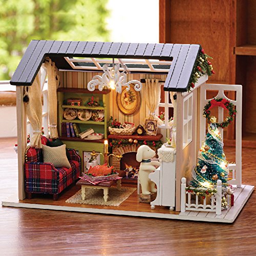 Kisoy Romantic and Cute Dollhouse Miniature DIY House Kit Creative Room Perfect DIY Gift for Friends,Lovers and Families(Sunny Holiday Time)
