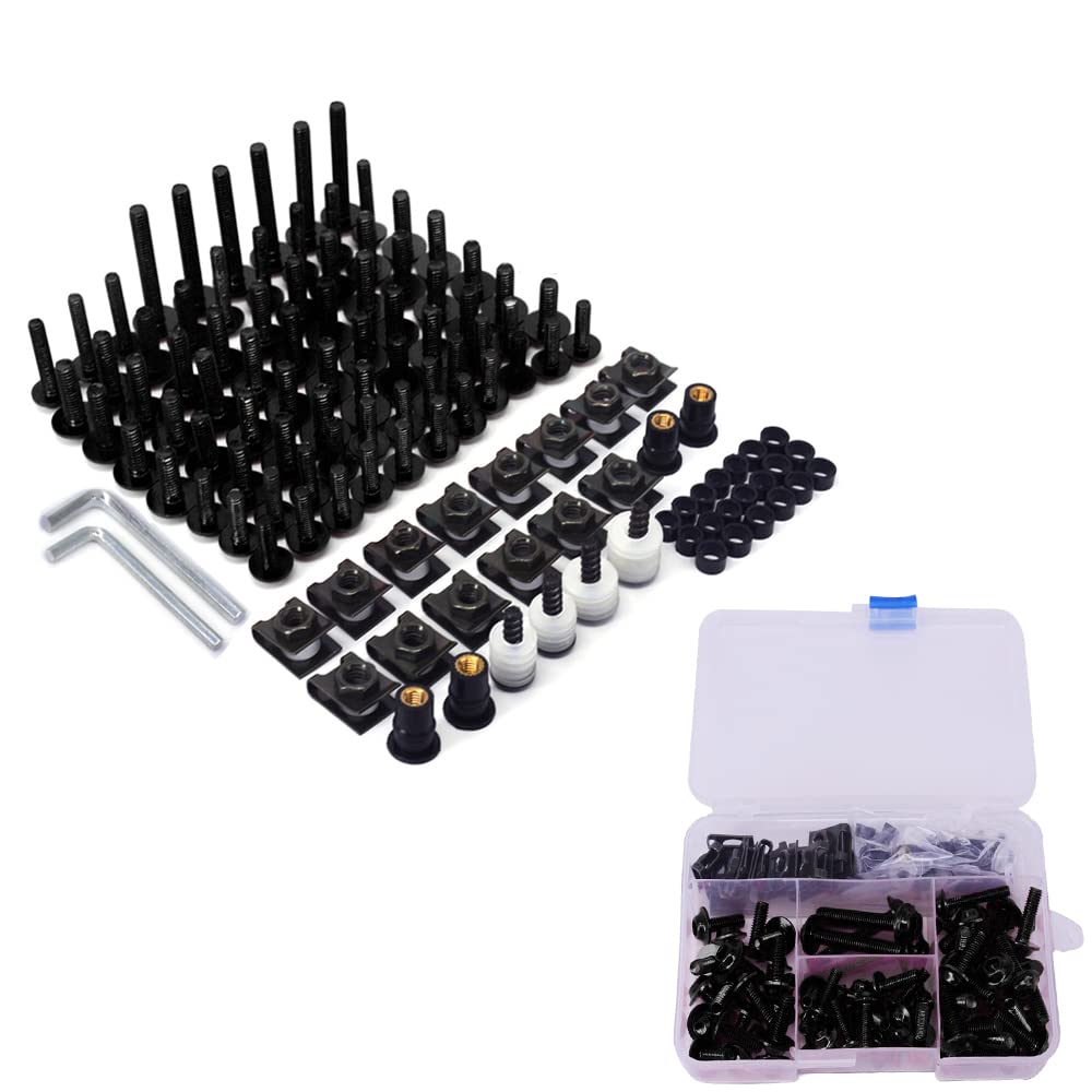 CNC Aluminum Universal Billet Complete Motorcycle Windscreen Fairing Bolts Kit Fastener Clip Bodywork Screws Nut For Dirt Bike Black