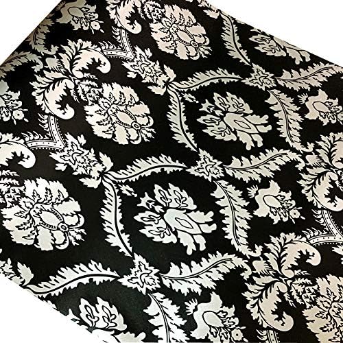 Black Damask Pattern Vintage Floral Contact Paper Wallpaper Shelf Liner Peel & Stick Dresser Drawer Sticker Home Deco 45cm x 250cm (Multi-B)