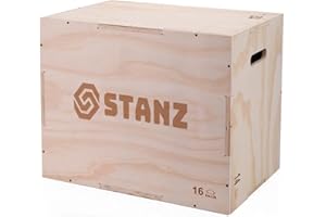 Stanz (TM) Wood Plyo Plyometric Exercise Box, 16" x 14" x 12" Training Plyometric Agility Jump Box for Exercise Fitness