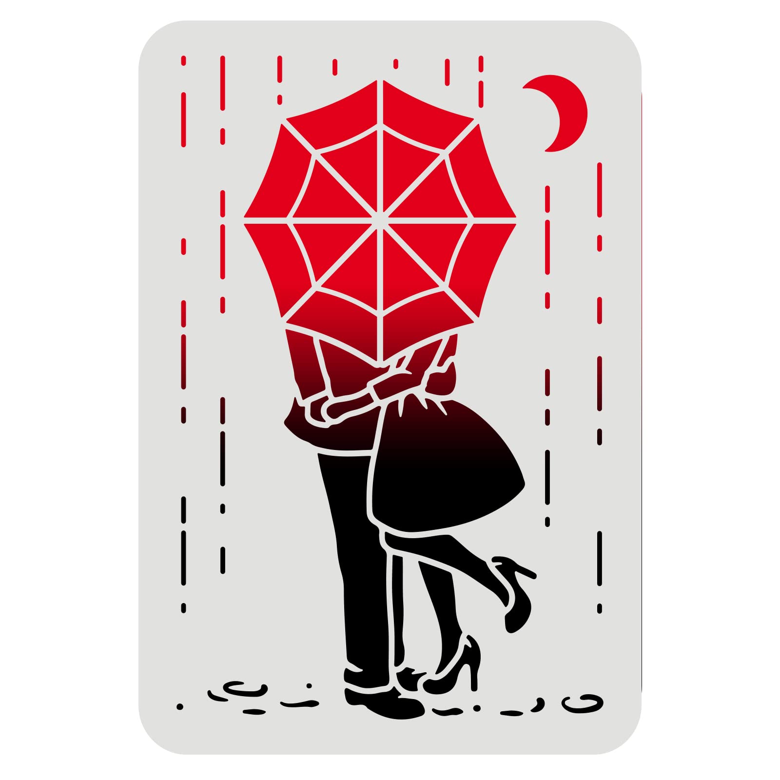 FINGERINSPIRE Couple Stencils 29.7x21cm Rainy Night Stencil Couple With Umbrella Drawing Template Reusable Umbrella Rain Couple Stencil for Painting on Wood Tile Paper Fabric Floor Wall