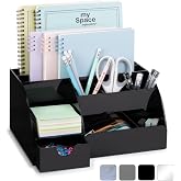 My Space Organizers Black Desk Organizer with 9 Compartments - Desktop Office Supplies and Desk Accessories Organizer