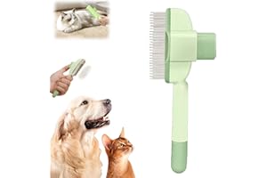 Pet Hair Removal Comb, Self-Cleaning Pet Flea Comb Grooming Brush with Release Button,Cat Dog Brush for Massaging and Cleanin