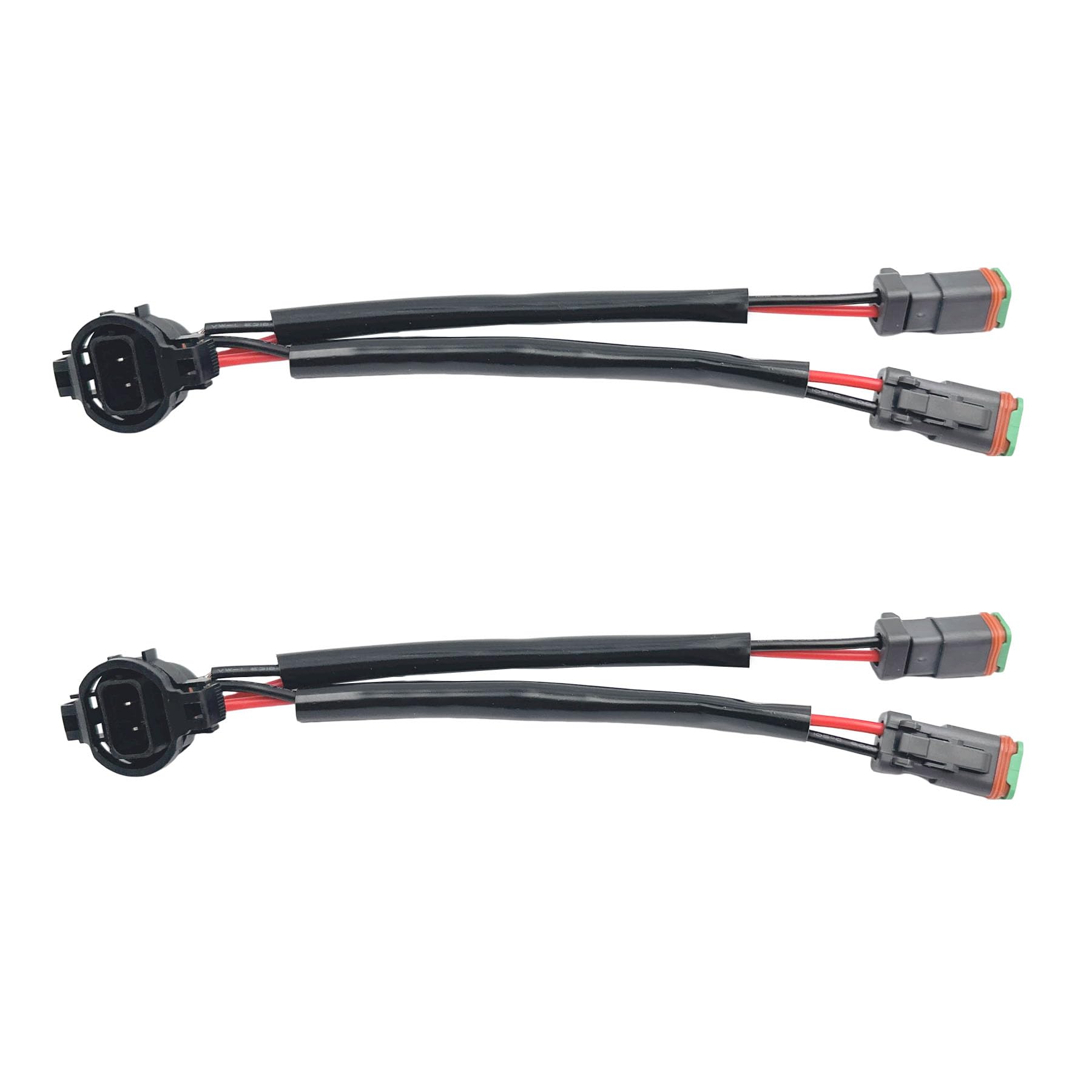 Photo 1 of 2Pcs 5202 H16 Male to Deutsch DT DTP DT06-2S 2 Pin 1 Female 2 Way Splitter Wire Bulb Socket Headlight Wiring Harness Adapters Extension for Light Fog Use