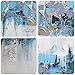 ARTLAND Modern 100% Hand Painted Framed Abstract Oil Painting Blue Villages 3-Piece Gallery-Wrapped Wall Art on Canvas Ready to Hang for Living Room for Wall Decor Home Decoration 24x48inches