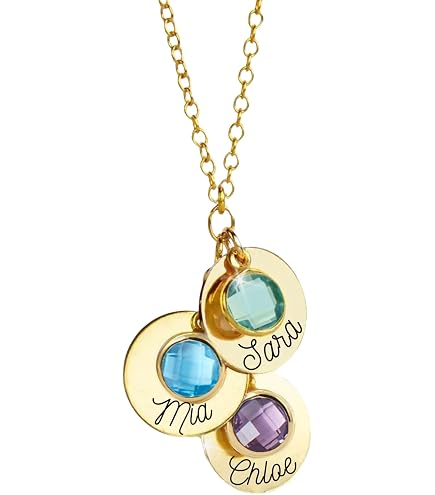 Amazon.com: Multi Name and Birthstone Necklace – Custom Engraved