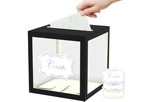 WNINK Black Card Box for Party, 8.7" Black Gift Card Box Money Box for Birthday, Wedding, Baby Shower, Retirement, Anniversary, Bridal Shower, Raffle Ticket, Cards Receiving Box