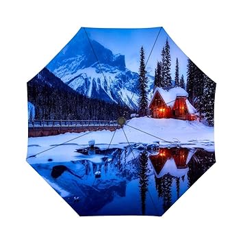 Amazon Com Sunset Dusk Log Cabin Lake Umbrella Custom Umbrella