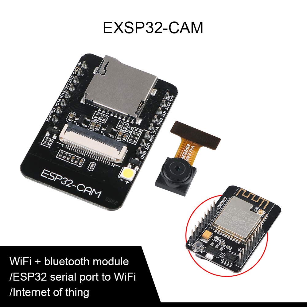 ESP32 Camera WiFi+Bluetooth Module 4M PSRAM ESP32 5V Low-Power Dual-core 32-bit CPU, with OV2640 2 Million Pixels Camera for Home Smart Device Map, Wireless Monitoring and QR Wireless Identification