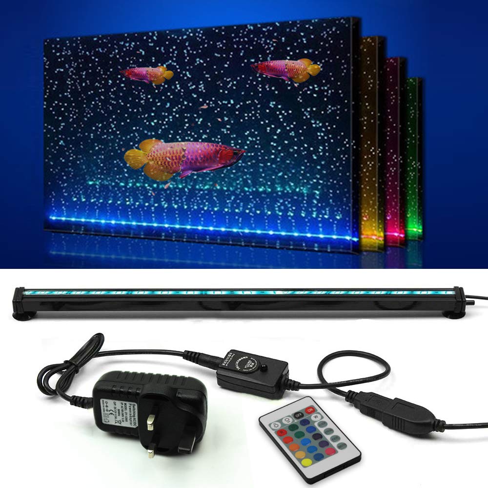 NEWNEN Fish Tank Light Waterproof Aquarium Lights Remote Control 5050 LED Color Changing,Air Bubble Lights with 24key Controller for Fresh and Saltwater Aquarium 52cm/20.4inch