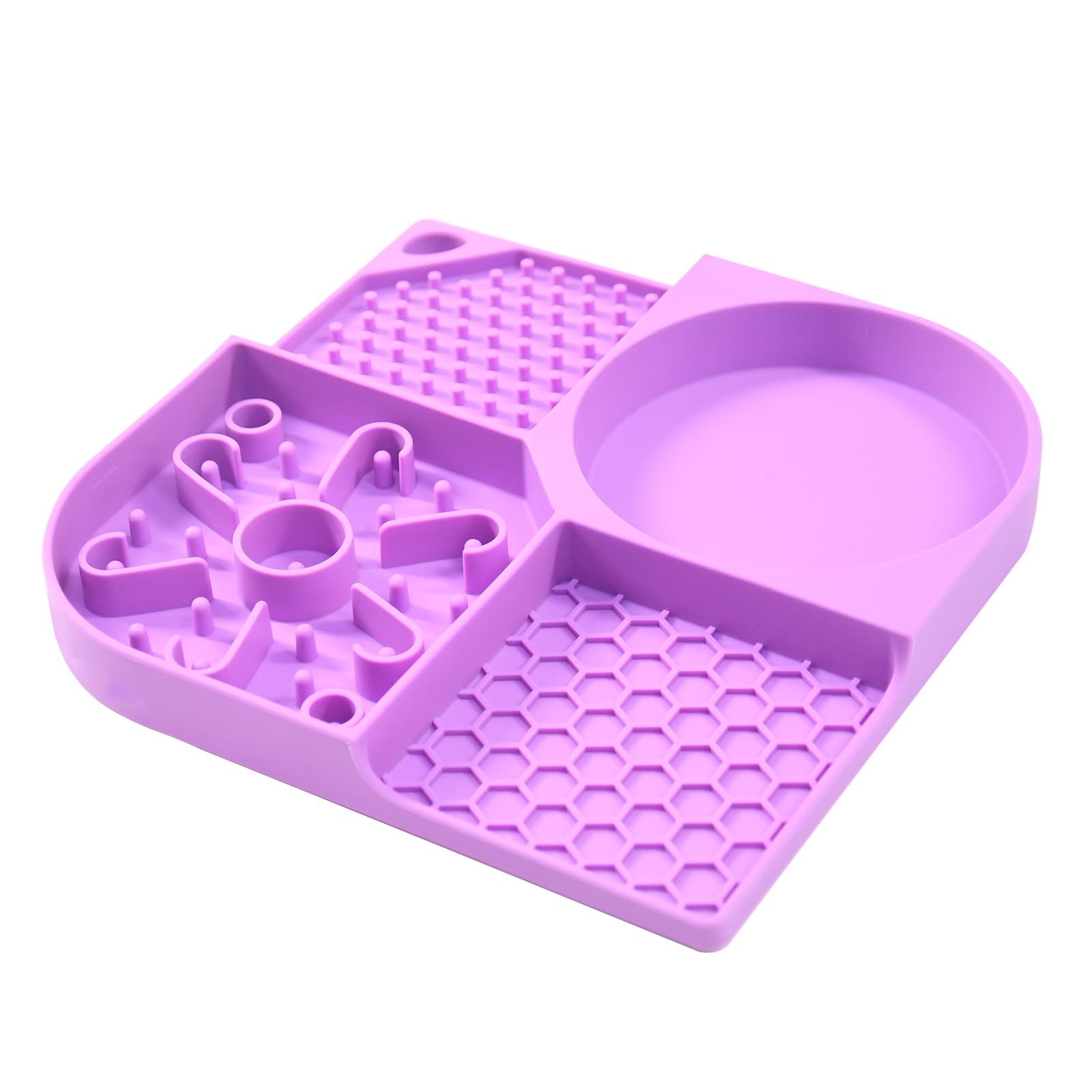 Sunydog Licky Mats for Dogs, Silicone Feeding Mat for Puppy Cat, Dog Slow Feeding Lick Mats with Suction Cup Boredom and Anxiety | Design with Slow Feeder Zone (Purple)