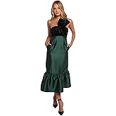 Petal & Pup Womens Amelie Bow Front One Shoulder Midi Dress
