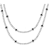 LuxeFlex 4mm Iced Out Four Leaf Tennis Chain,White Gold Plated with 5A Zircon Stones, exquisite Handmade Hip Hop Bling Necklace Perfect Unisex Jewelry Gift