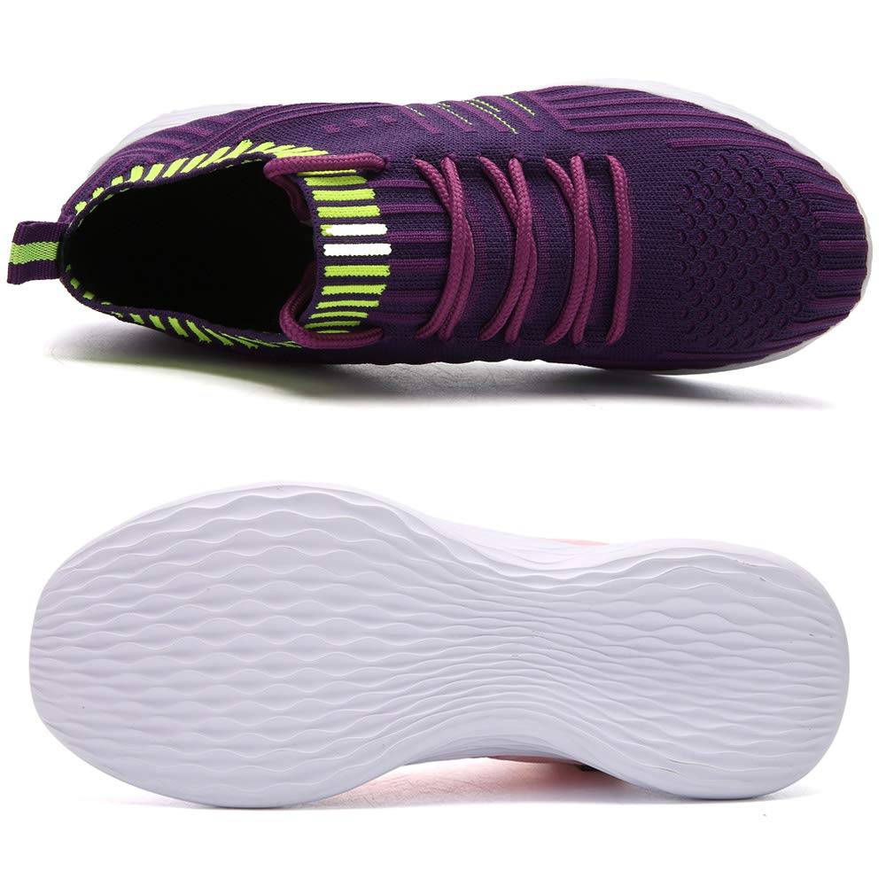 MARITONY Womens Slip on Sneakers, Lightweight Outdoor Casual Mesh Walking Running Shoes, Purple 36