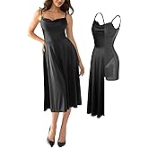Popilush Corset Dress All in One Shapewear A-Line Midi Dresses for Women with Built in Bra Tummy Control Tea Party Evening