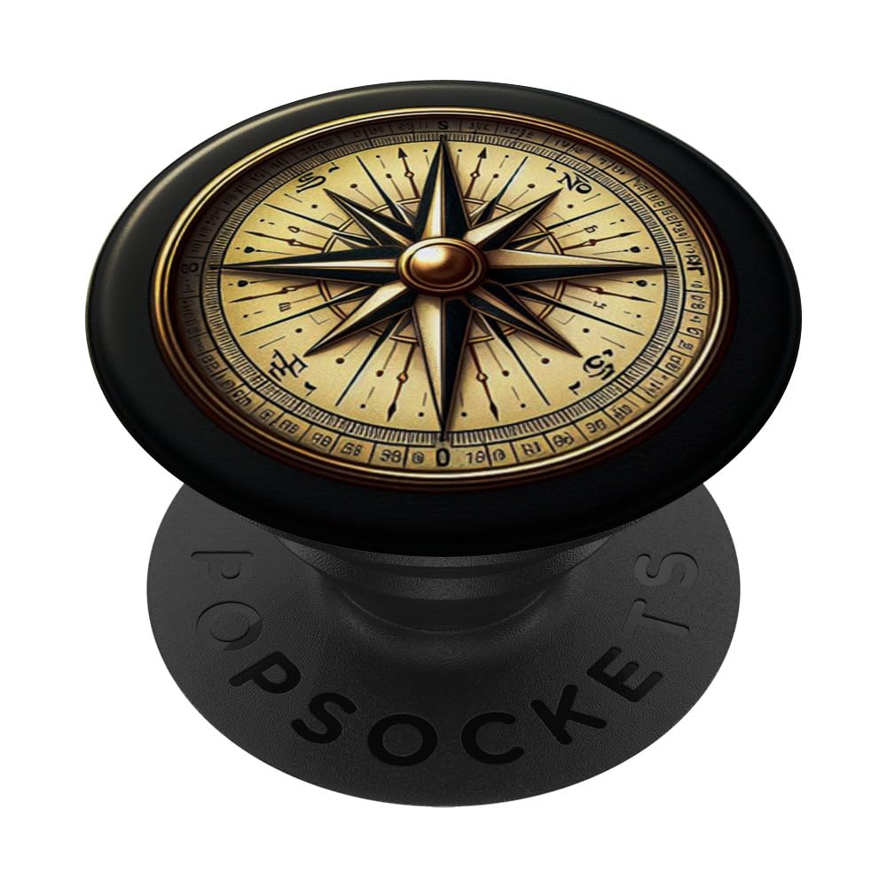 Old School Camping Image of a Compass PopSockets Swappable PopGrip