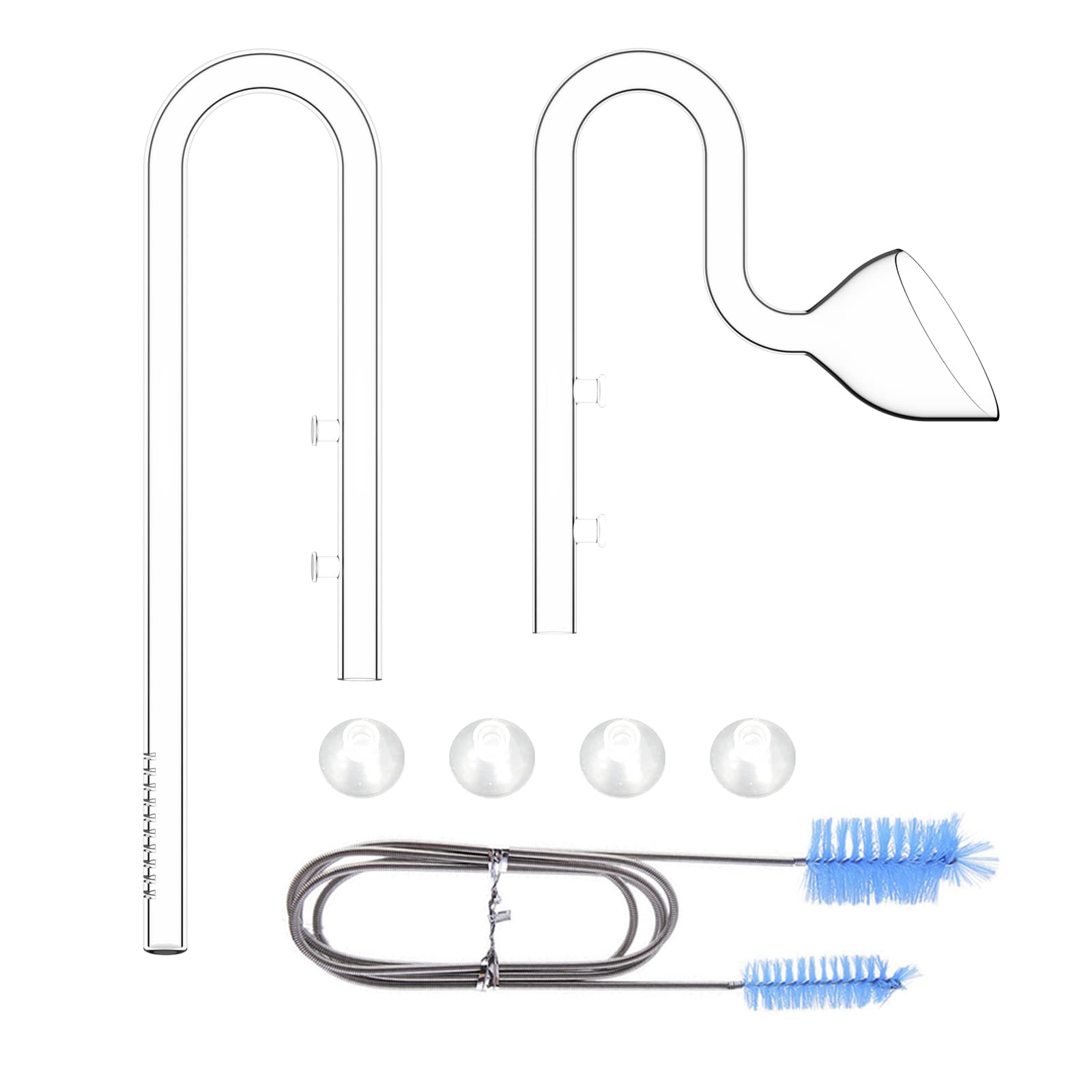 FZONE 12/16mm (1/2") Aquarium Lily Pipe Set Glass Inflow & Outflow for Planted Shrimp Tanks with 8 Suction Cups & Cleaning Brush