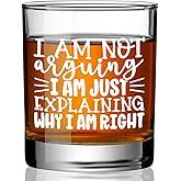Funny Saying Quote Whiskey Gifts for Men,Dad,Grandpa,Friends,Boyfriend, I'm Not Arguing I'm Just Explaining Why I Am Right Whiskey Glass,Gag Bourbon,Beer,Cocktail Gifts for Birthday,Christmas -wh31