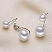 SmallDragon Women's 1 Pair 925 Sterling Silver Double Sided Ball Front Back Pearl Stud Earrings (White)