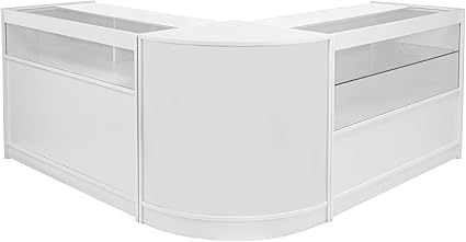 Leo Shop Counter Cabinets Retail Display Glass Showcase Set Brilliant White Melamine Mdf Amazon Co Uk Office Products