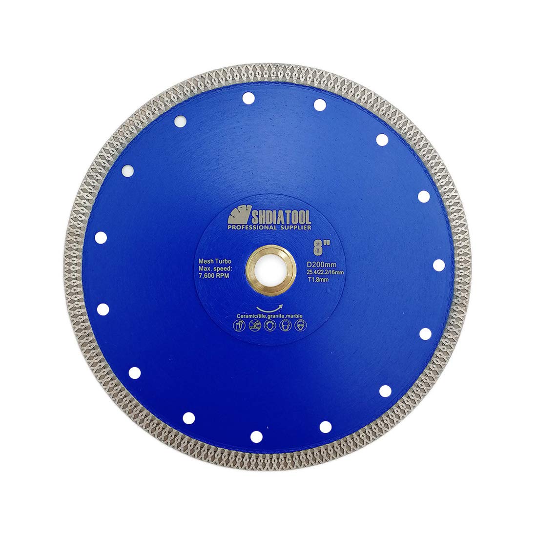 SHDIATOOL Diamond Cutting Disc 200mm / 8 Inch X Mesh Turbo Saw Blade for Tile Marble Ceramic Porcelain