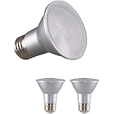 Satco 6.5W PAR20 LED Light Bulb 2700K Warm White 520 Lumens 40 Degree Beam E26 Medium Base 90 CRI Dimmable Wet Rated Enclosed
