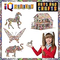 IQ BUILDER | ARTS AND CRAFTS FOR GIRLS AGE 7 8 9 10 11 12 YEAR OLD AND UP | 3D ART COLORING PAINTING ANIMAL PUZZLE SET | FUN CREATIVE DIY TOYS | FAMILY CRAFT KIT WITH SUPPLIES | BEST TOY GIFT FOR KIDS