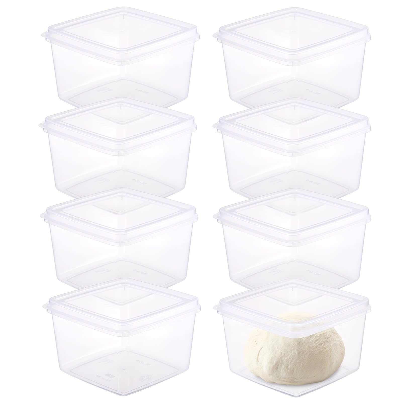 BSTKEY 8 Packs Clear Pizza Dough Proofing Box, Stackable Square Dough Proofing Container Small Dough Proofing Storage Organizer with Lid Candy Cookie Storage Box