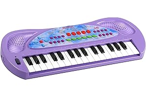 Raimy Mini Keyboard Piano for Kids, 32 Keys Portable Piano Early Learning Educational Electronic Music Keyboard Instrument Toys for 3 4 5 6 Year Old Boys and Girls (Purple)
