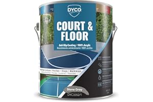DYCO PAINTS DYCO Court & Floor Anti-Slip Coating - Slip-Resistant Pavement, Cement & Concrete Paint for Pickleball, Tennis & Basketball Courts, Exceeds ADA Standards for Safety Areas (Stone Gray, 1 Gallon)